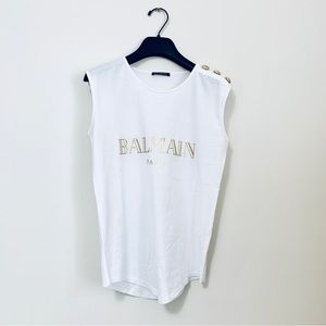 Balmain Paris Gold Logo sleeveless top (34)